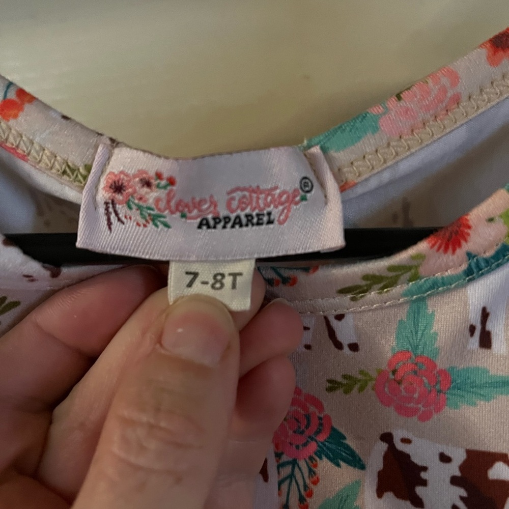 Clover Cottage cow print dress, size 7-8 - Picture 3 of 4